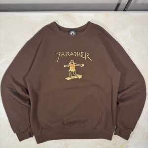 Thrasher Gonz Skate Mag Crewneck Sweatshirt Brown Mens Small Graphic Pullover